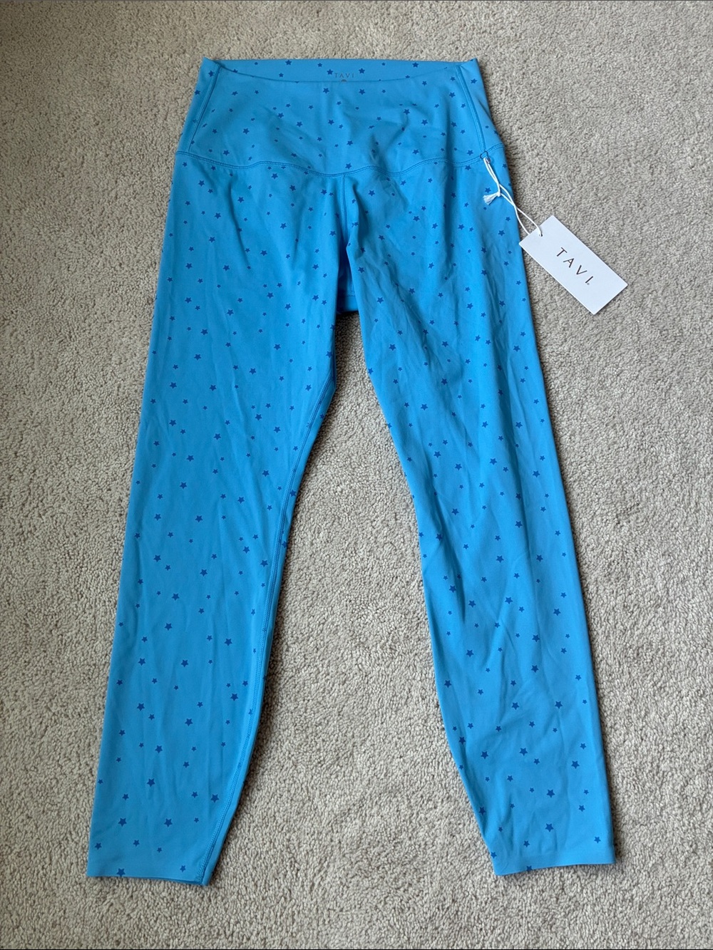 New TAVI Active Blue Star-Print Leggings high waisted 7/8 size XL